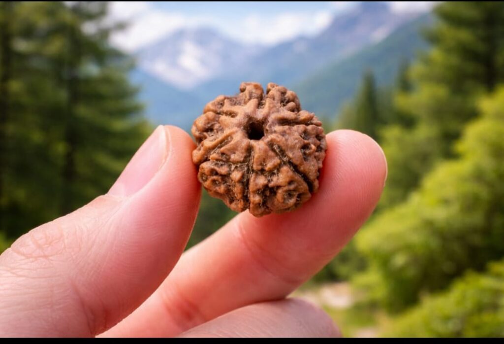 4 Mukhi Rudraksha bead showing four natural lines