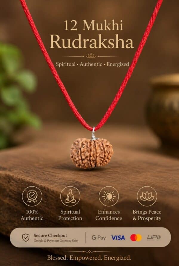 Authentic 12 Mukhi Rudraksha Pendent from Nepal with clear mukhi lines