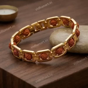 Gold Plated Rudraksha Bracelet with natural Rudraksha beads