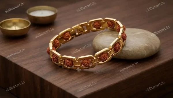 Gold Plated Rudraksha Bracelet with natural Rudraksha beads